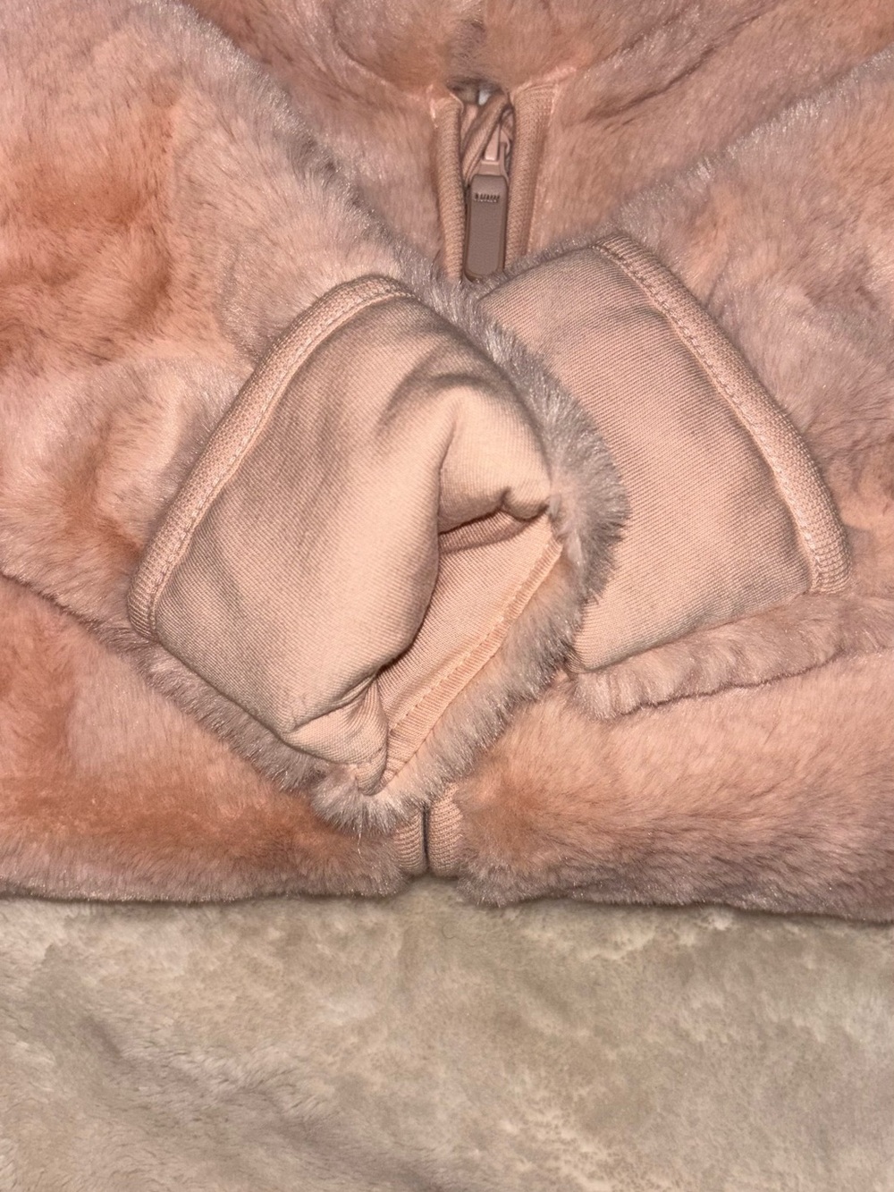 H&M Pink Baby Sherpa One-Piece Bear Ears Hooded Romper | 6M | - Picture 8 of 11